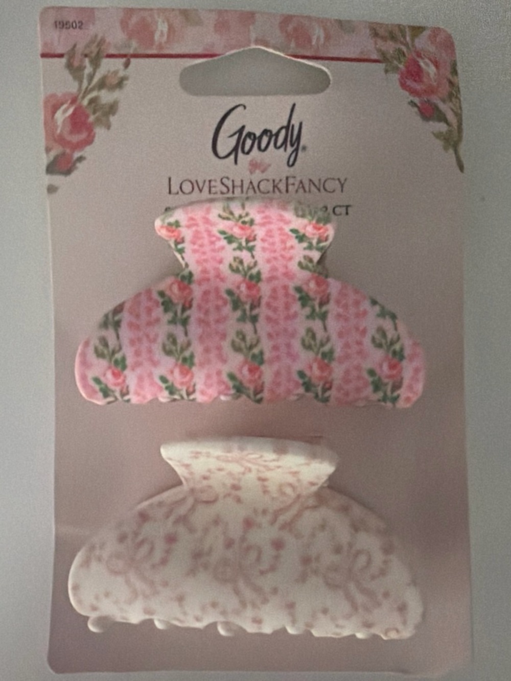 LoveShackFancy Pink & Cream Floral Claw Clip Pair